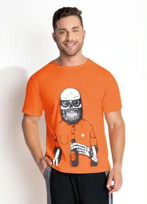 Moda Pop - Camiseta Laranja com Estampa Localizada - MODA POP