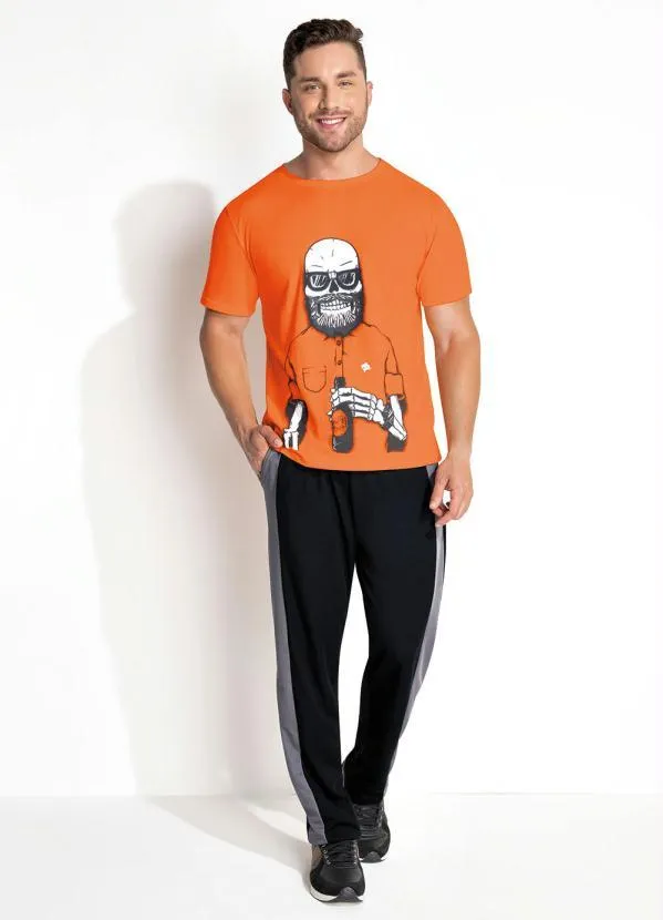 Moda Pop - Camiseta Laranja com Estampa Localizada 4