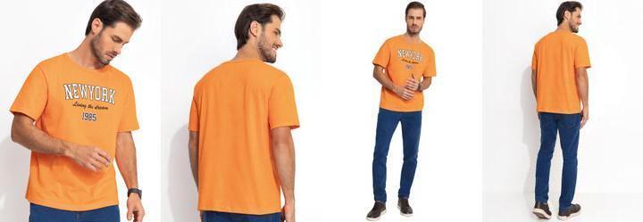 Camiseta Laranja Escuro em Malha de Algodo