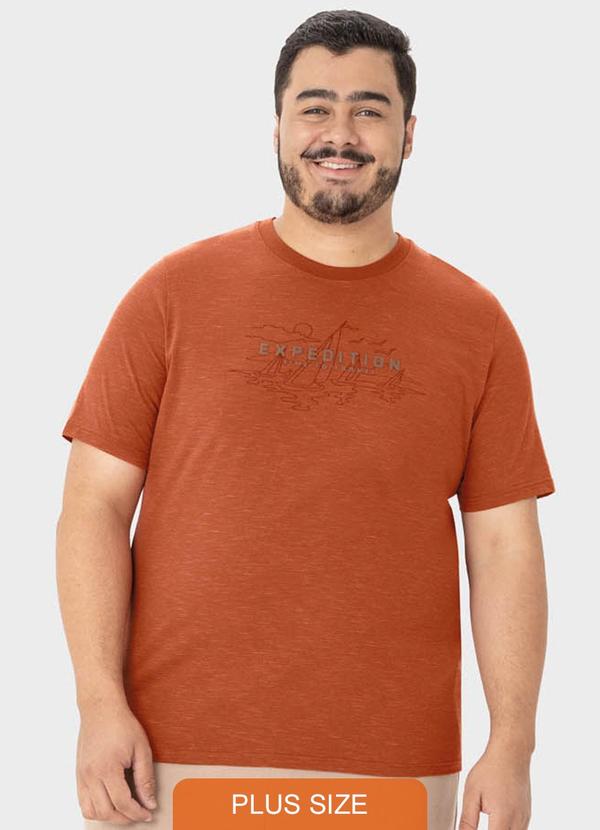 Malwee Plus - Camiseta Laranja Escuro Expedition em Malha Eco