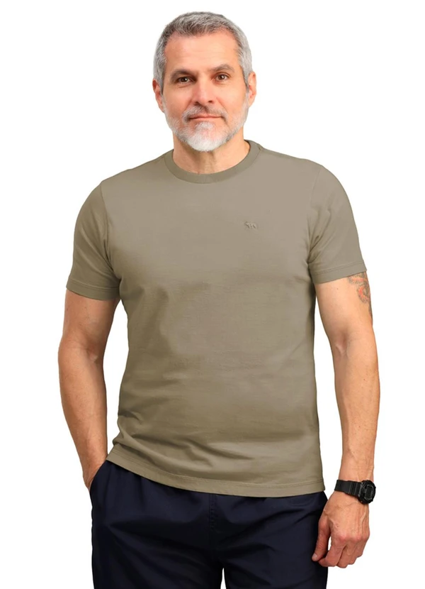 Biogás - Camiseta Lavanderia M/C Meia Malha Caqui