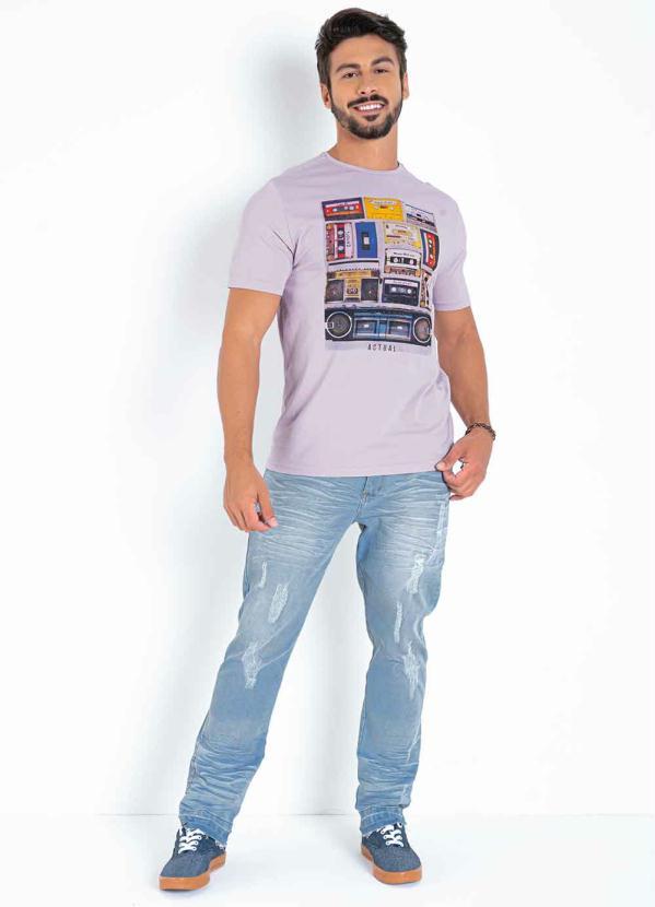 Outlet - Camiseta Lilás com Estampa na Frente 3