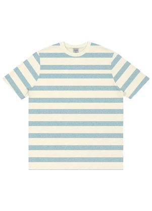 Malwee - Camiseta Listrada em Linho Plus Azul Claro - MALWEE