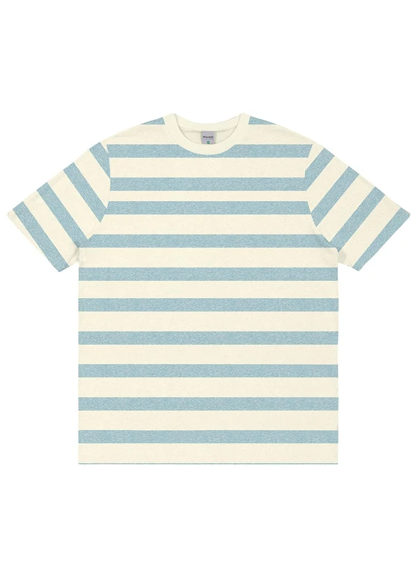 Malwee - Camiseta Listrada em Linho Plus Azul Claro