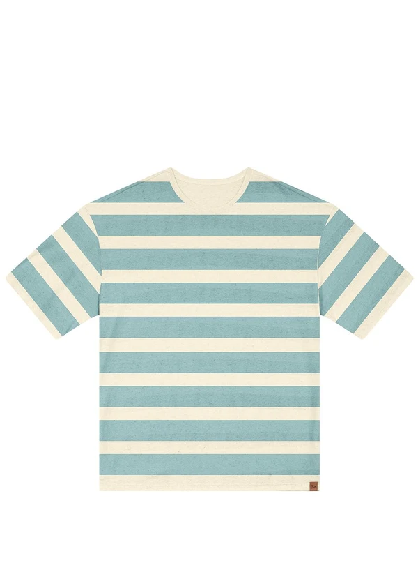 Malwee - Camiseta Listrada Relaxed Fit em Linho Azul