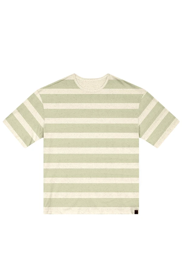 Malwee - Camiseta Listrada Relaxed Fit em Linho Verde Água 2