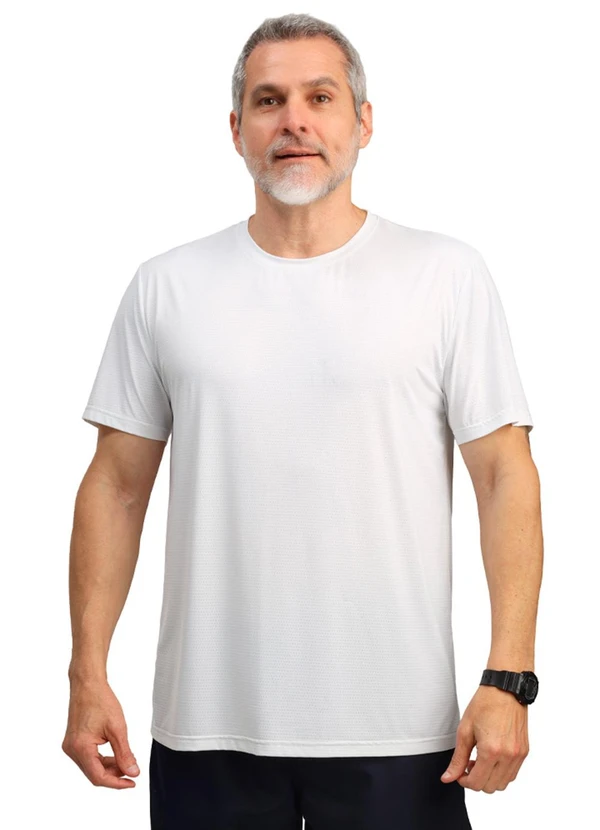 Biogás - Camiseta M/C Dry Poliamida Furadinha Imp. Branco 1