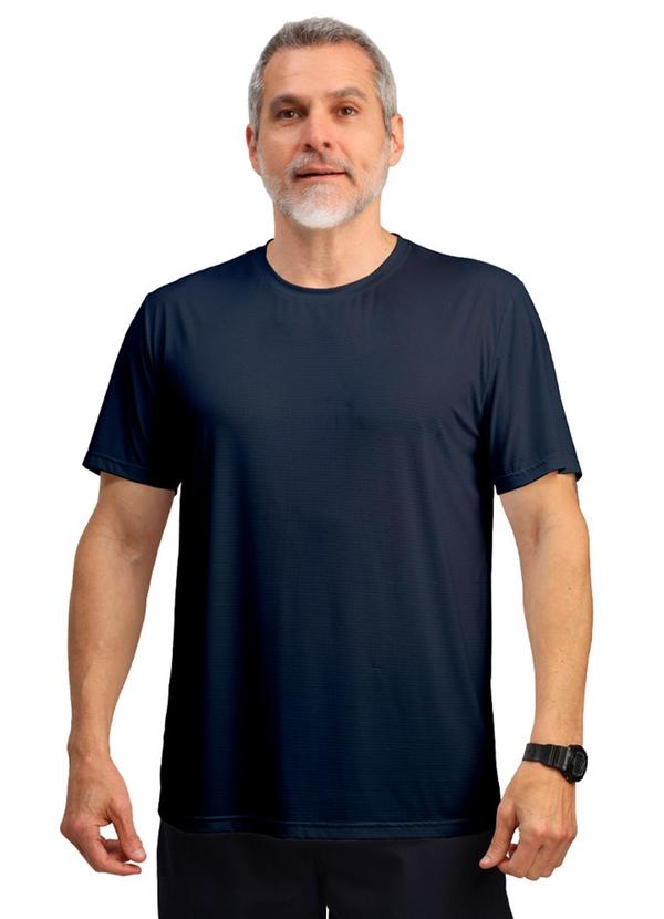 Biogás - Camiseta M/C Dry Poliamida Furadinha Imp.Marinho