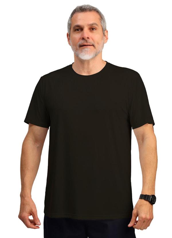 Biogás - Camiseta M/C Dry Poliamida Furadinha Imp. Preto