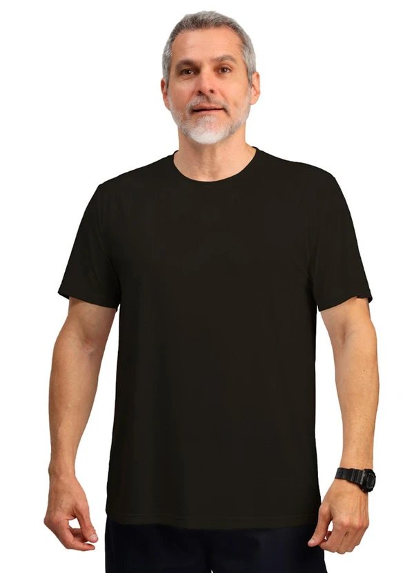 Biogás - Camiseta M/C Dry Poliamida Furadinha Imp. Preto 1