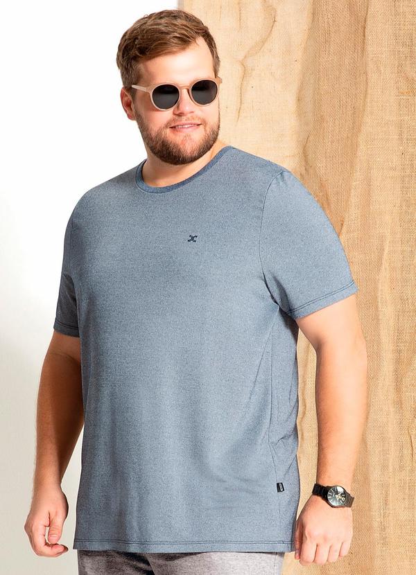 Exco - Camiseta Manga Curta em Jacquard Azul