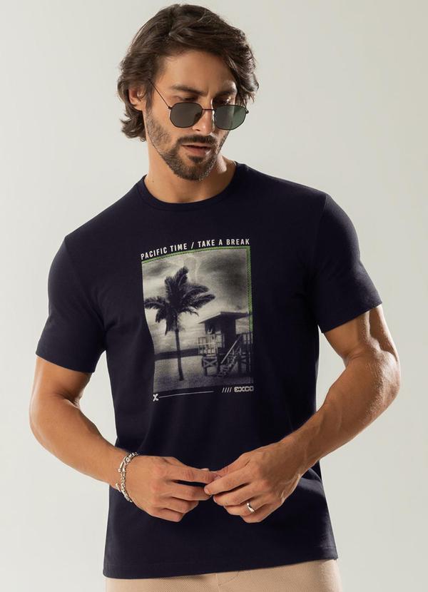 Exco - Camiseta Manga Curta Estampada Preto