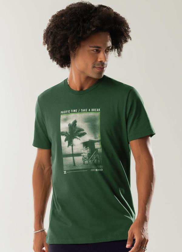 Exco - Camiseta Manga Curta Estampada Verde