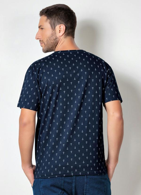 Outlet - Camiseta Marinho com Estampa de Âncoras 2