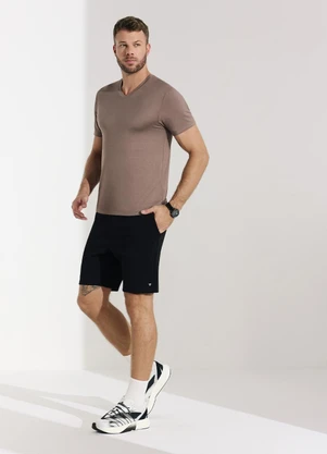 Veev - Camiseta Masculina Adulto com Gola em V Marrom - VEEV