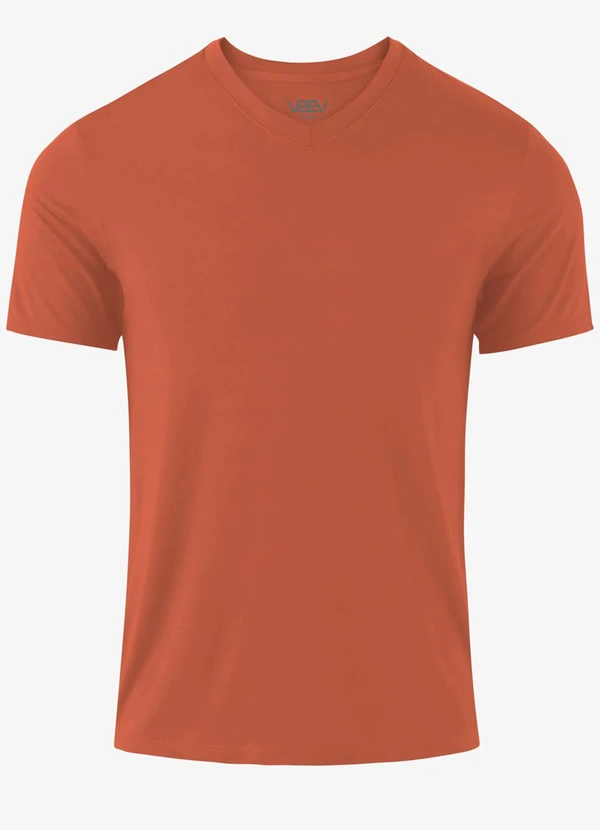 Veev - Camiseta Masculina Adulto com Gola em V Marrom