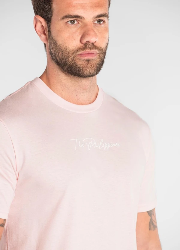 The Philippines - Camiseta Masculina Algodão Rosa 4