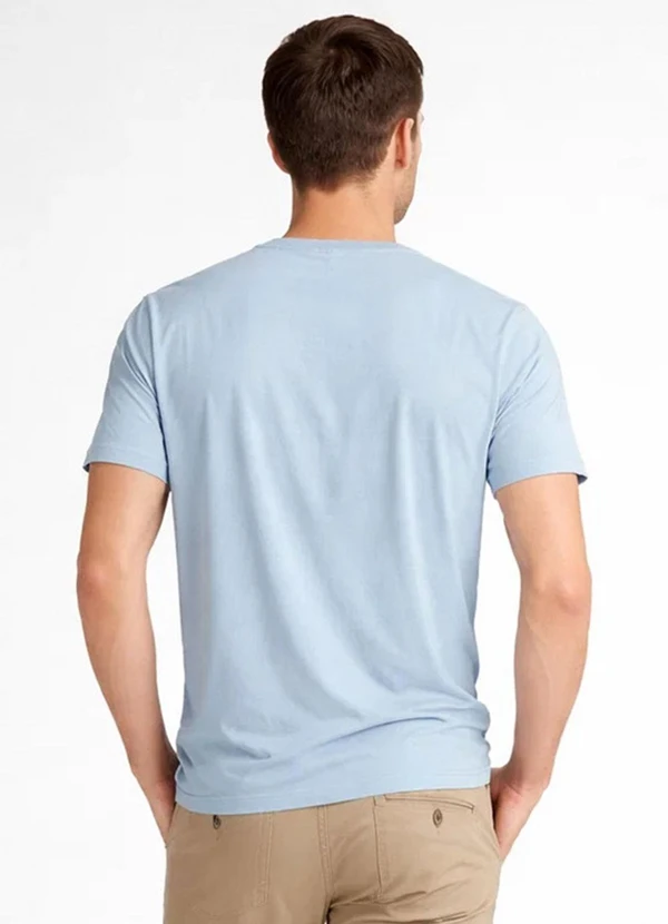 Select - Camiseta Masculina Básica com Gola em V Azul 2