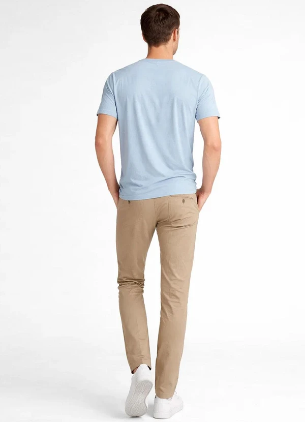 Select - Camiseta Masculina Básica com Gola em V Azul 4