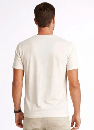 Select - Camiseta Masculina Básica com Gola em V Bege - SELECT