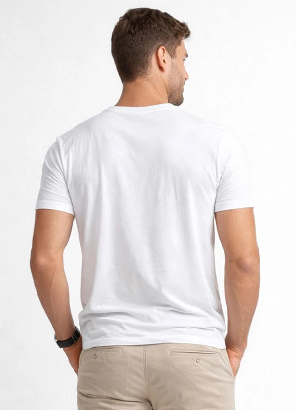 Select - Camiseta Masculina Básica com Gola em V Branco 2