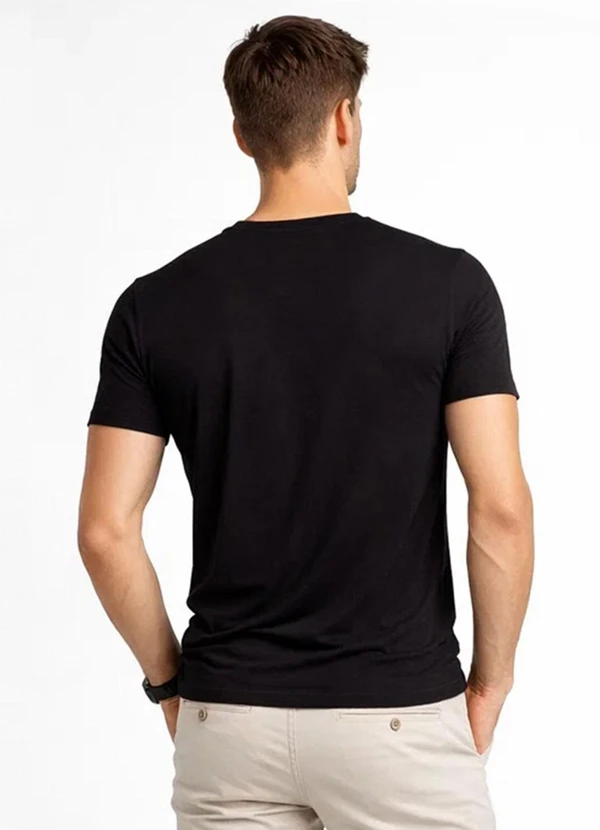 Select - Camiseta Masculina Básica com Gola em V Preto 2