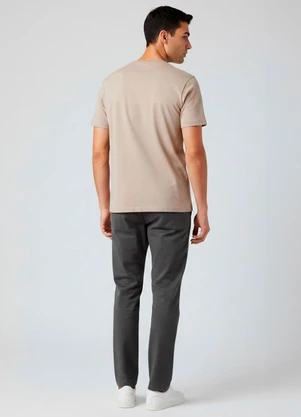 Rovitex - Camiseta Masculina Básica com Gola Redonda Bege - ROVITEX