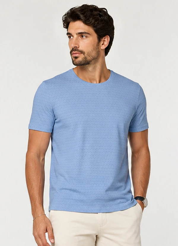 Select - Camiseta Masculina Básica em Malha Drop Azul
