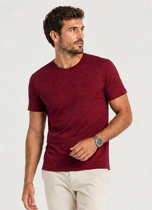 Select - Camiseta Masculina Básica Malha Rover Vermelho