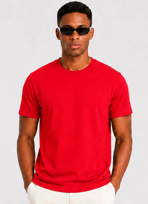Select - Camiseta Masculina Básica Manga Curta Vermelho