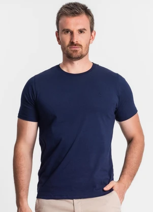 Diametro - Camiseta Masculina Básica Meia Malha Azul - DIAMETRO