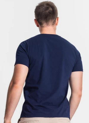 Diametro - Camiseta Masculina Básica Meia Malha Azul - DIAMETRO