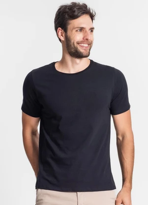 Diametro - Camiseta Masculina Básica Meia Malha Preto - DIAMETRO