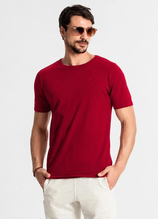 Diametro - Camiseta Masculina Básica Meia Malha Vermelho