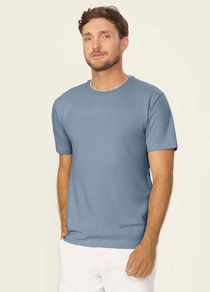 Diametro - Camiseta Masculina Básica Pique Azul - DIAMETRO