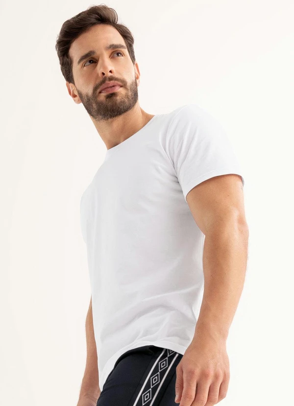 Basicamente - Camiseta Masculina Branca com Mangas Curtas 6