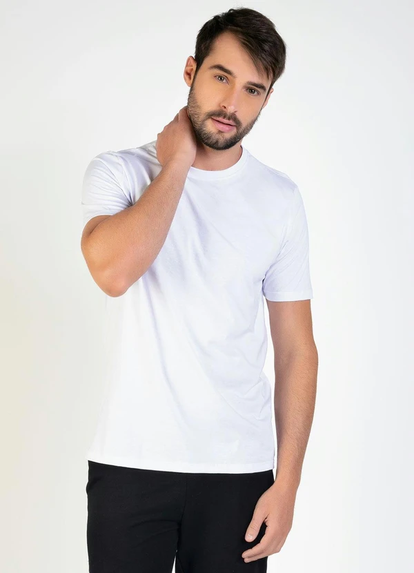 Basicamente - Camiseta Masculina Branca com Mangas Curtas 9