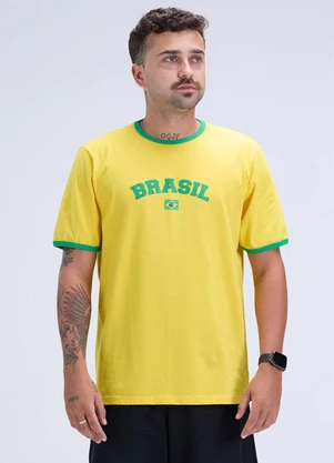 Vida Costeira - Camiseta Masculina Brasil Copa Amarela Amarelo - VIDA COSTEIRA