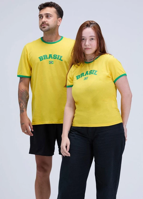 Vida Costeira - Camiseta Masculina Brasil Copa Amarela Amarelo 2