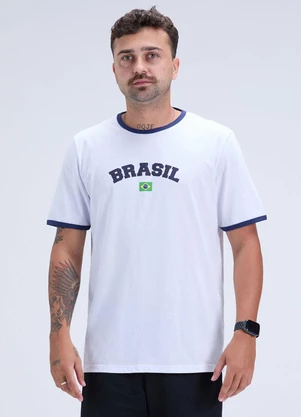 Vida Costeira - Camiseta Masculina Brasil Copa Branco Branco - VIDA COSTEIRA