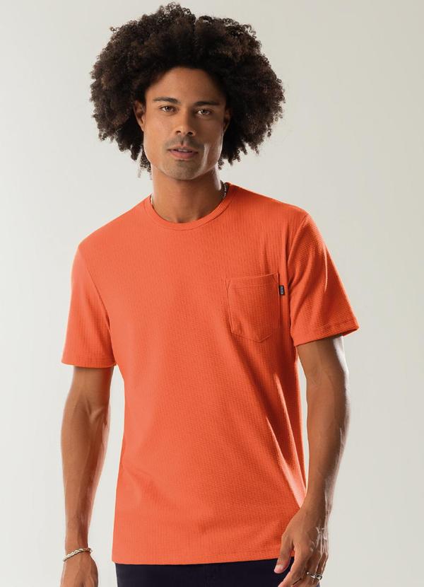 Exco - Camiseta Masculina Canelada Básica Laranja