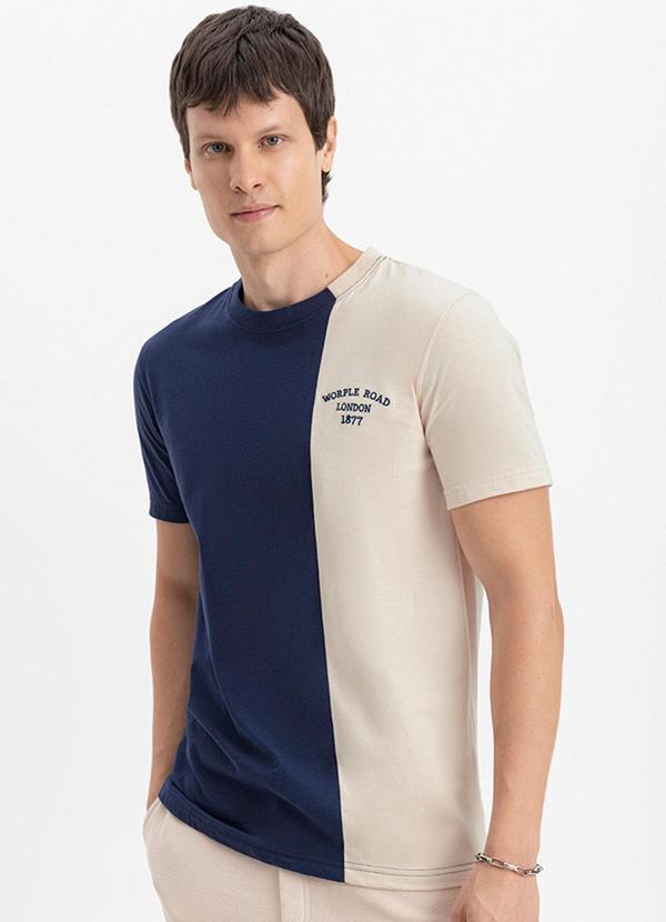 Essendi - Camiseta Masculina Colorblock Azul