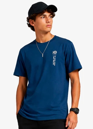 Minty - Camiseta Masculina com Cava Deslocada Azul - MINTY