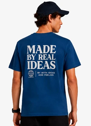 Minty - Camiseta Masculina com Cava Deslocada Azul - MINTY