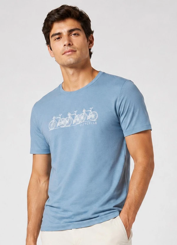 Select - Camiseta Masculina com Estampa Azul