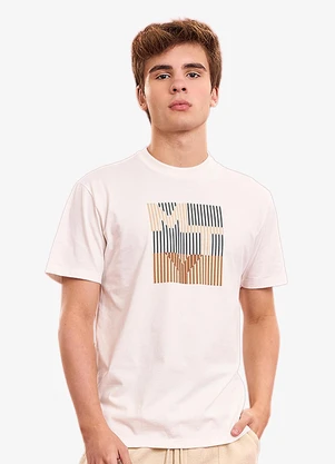 Minty - Camiseta Masculina com Estampa em Relevo Bege - MINTY