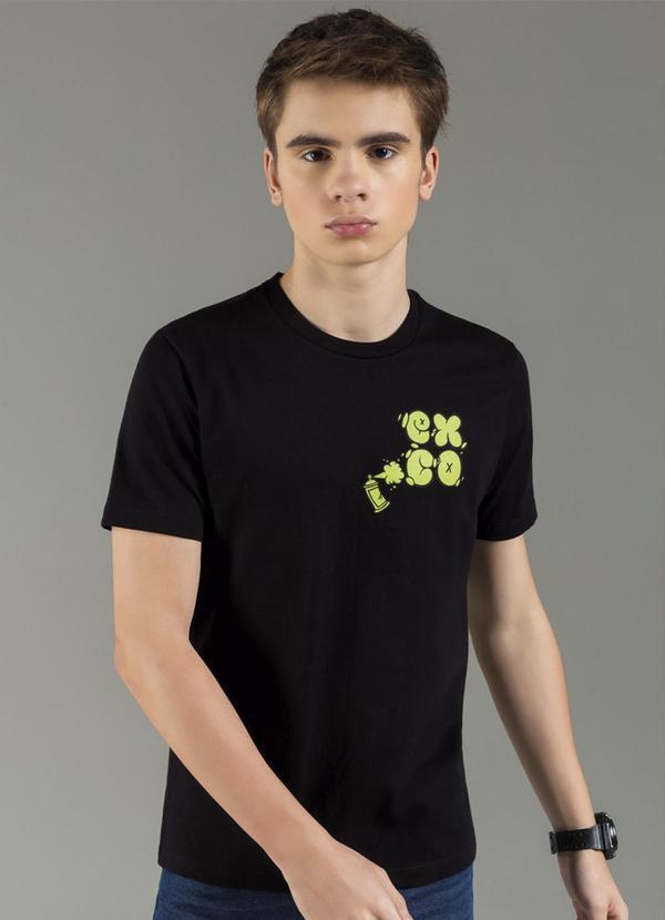 Exco - Camiseta Masculina com Estampa Streetwear Preto