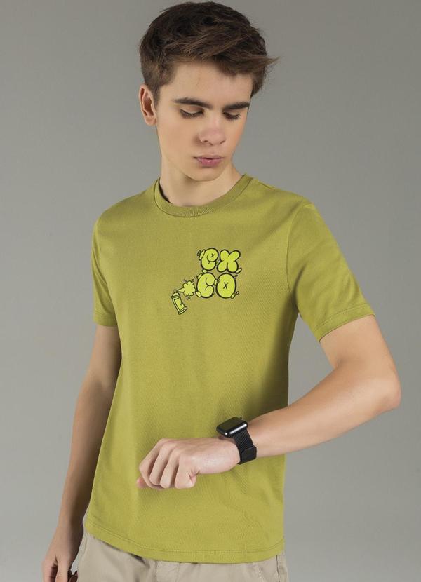 Exco - Camiseta Masculina com Estampa Streetwear Verde