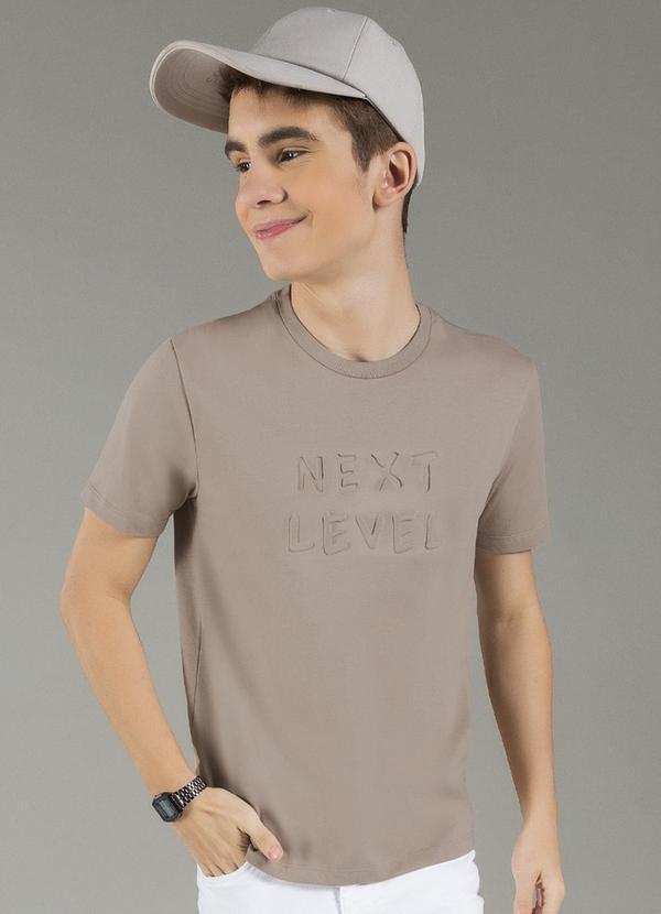 Exco - Camiseta Masculina com Relevo Baixo e Alto Marrom