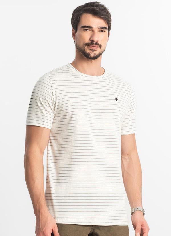 Diametro - Camiseta Masculina Cotton Listrado Bege